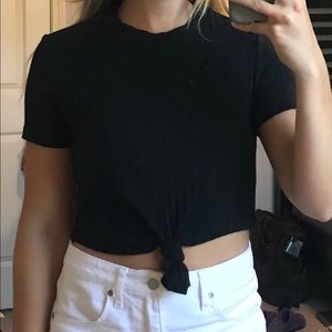 Grey top with tie in front